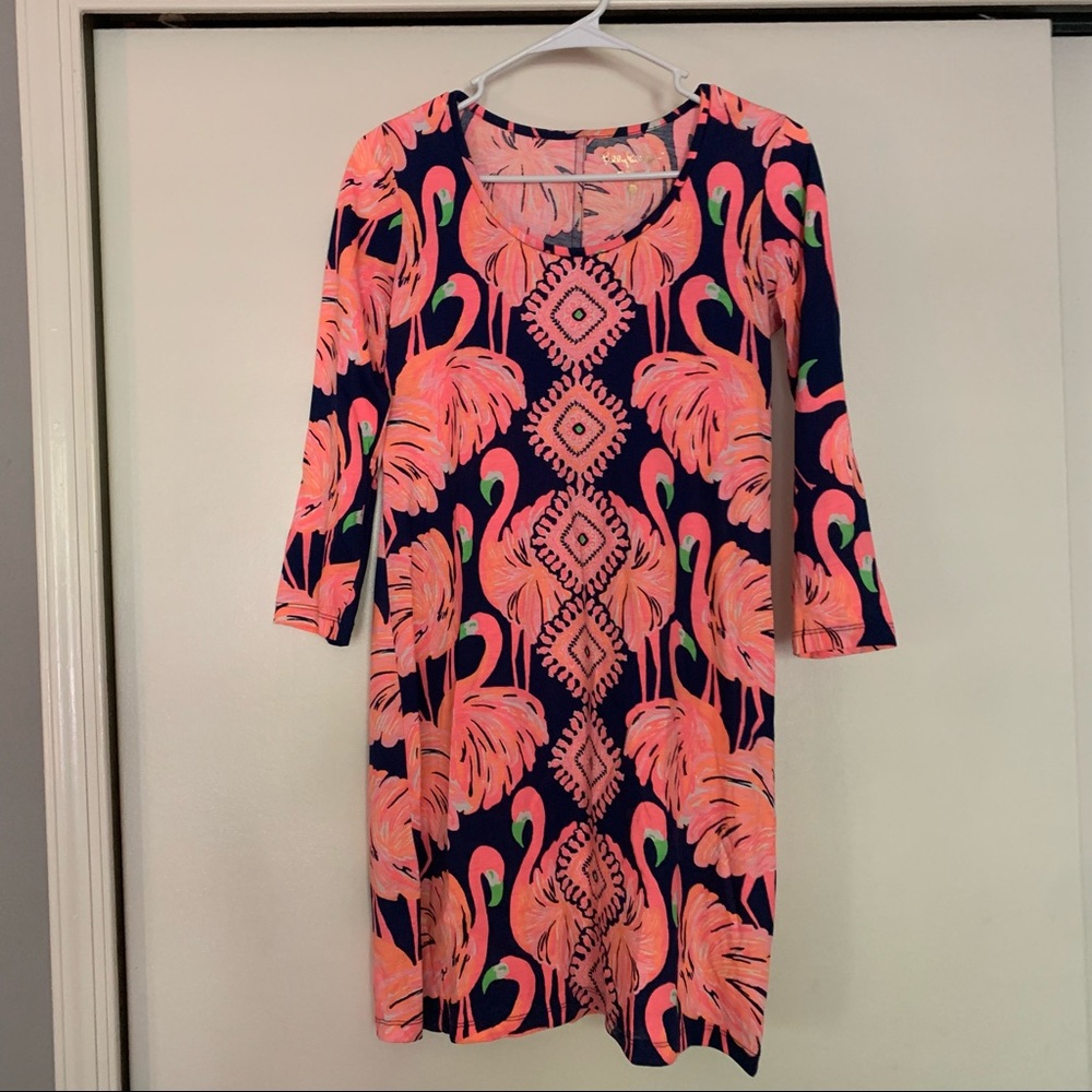 Lilly Pulitzer Long Sleeve Cotton Flamingo Dress